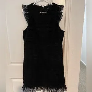 J. Crew Cap Sleeve Ruffle Lace Dress, Size 12 - Black at Nordstrom Rack J. Crew Cap Sleeve Ruffle Lace Dress, Size 12 - Black at Nordstrom Rack